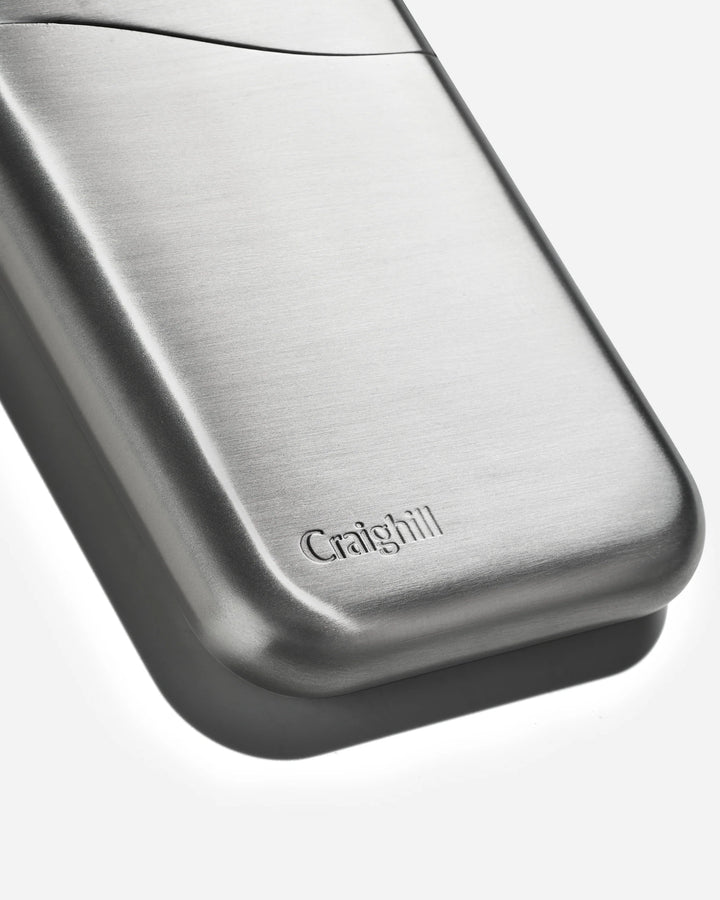 closeup of craighill stainless card case